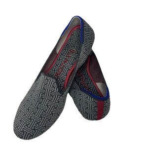 Rothy's The Loafer Charcoal Gray Grid Pattern Flat Slip On Size 6 Retired EUC